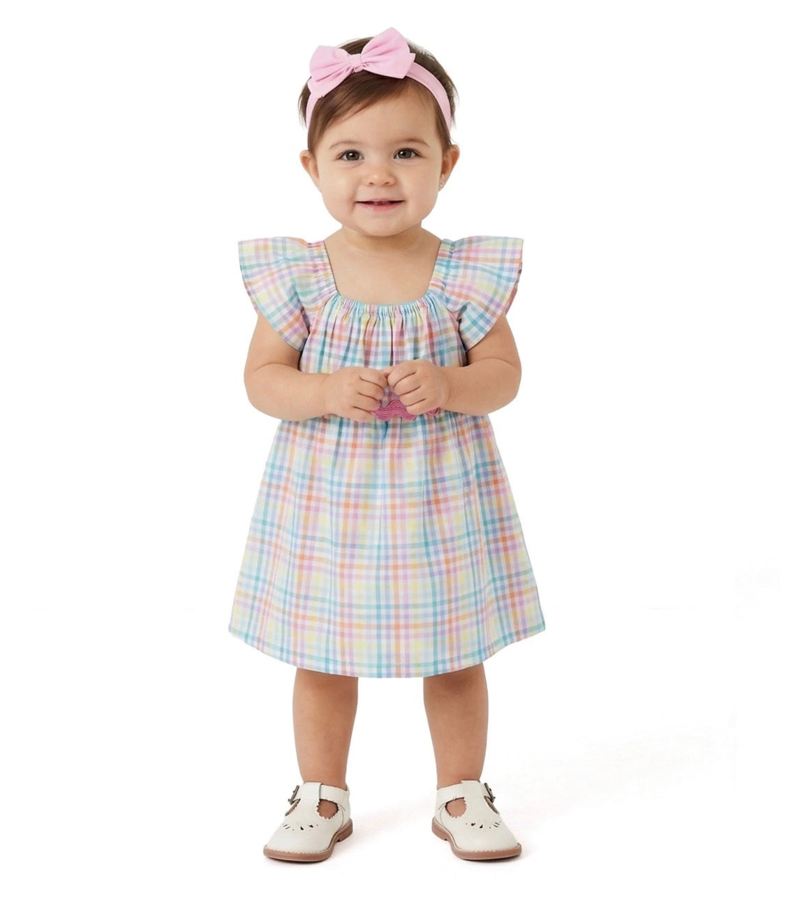 Flutter Sleeve Dress + Headband | Spring Plaid