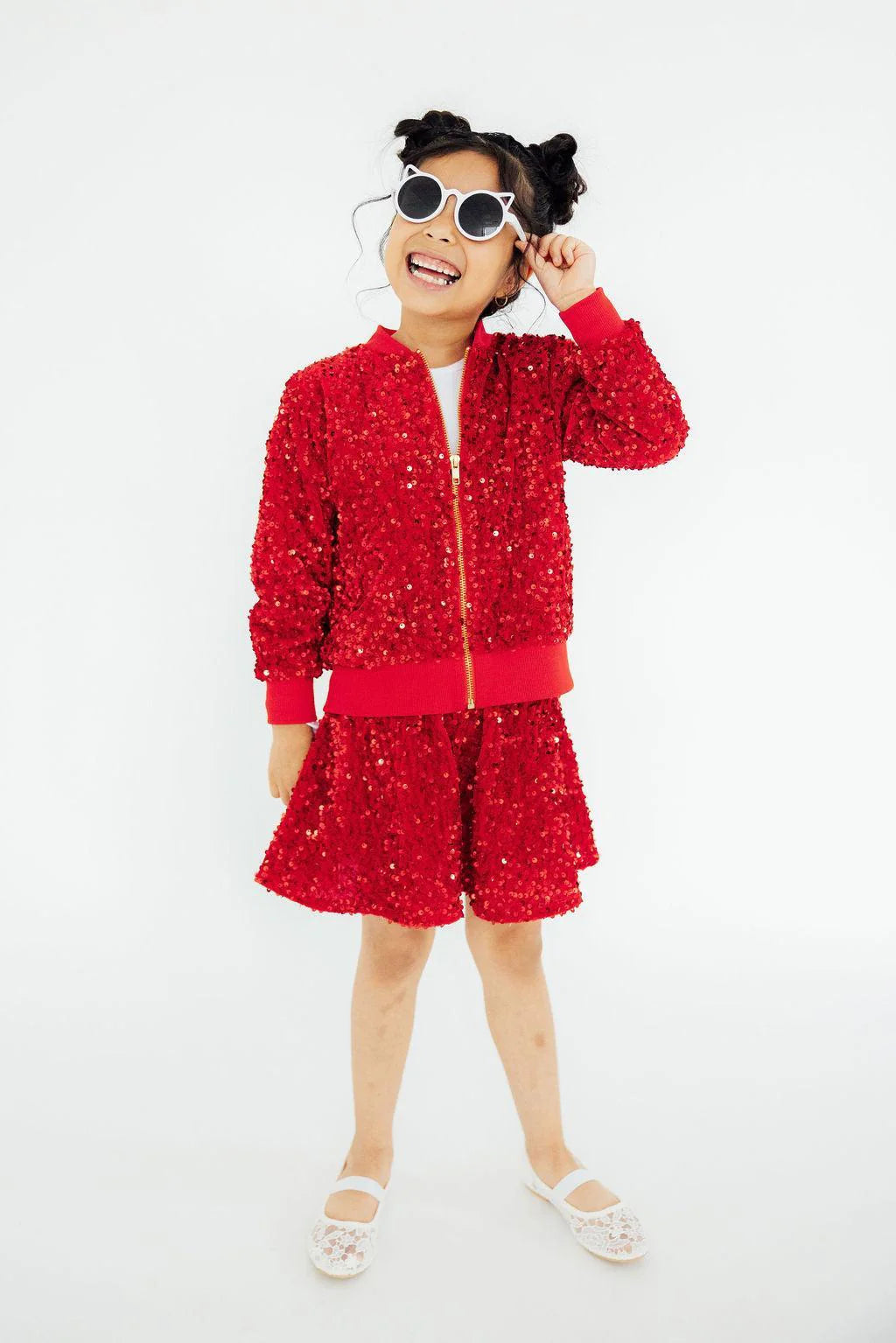 Red Sequin Velvet Jacket + Twirl Skort