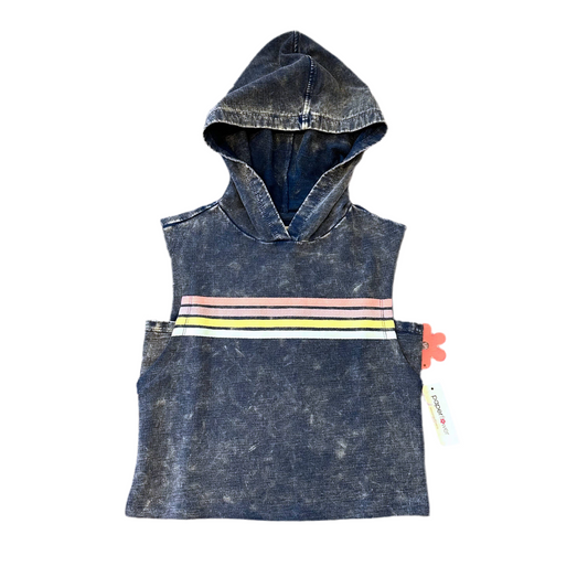 Denim Washed French Terry Sleeveless Hoodie