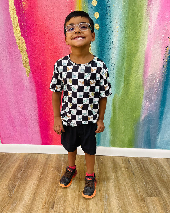 Dino Checkers Pocket Tee