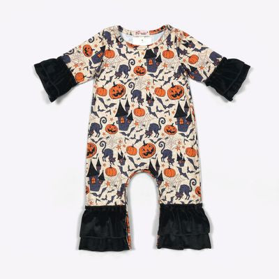 Vintage Halloween Ruffle Romper
