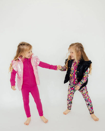 Neon Pink Checker Puffer Vest