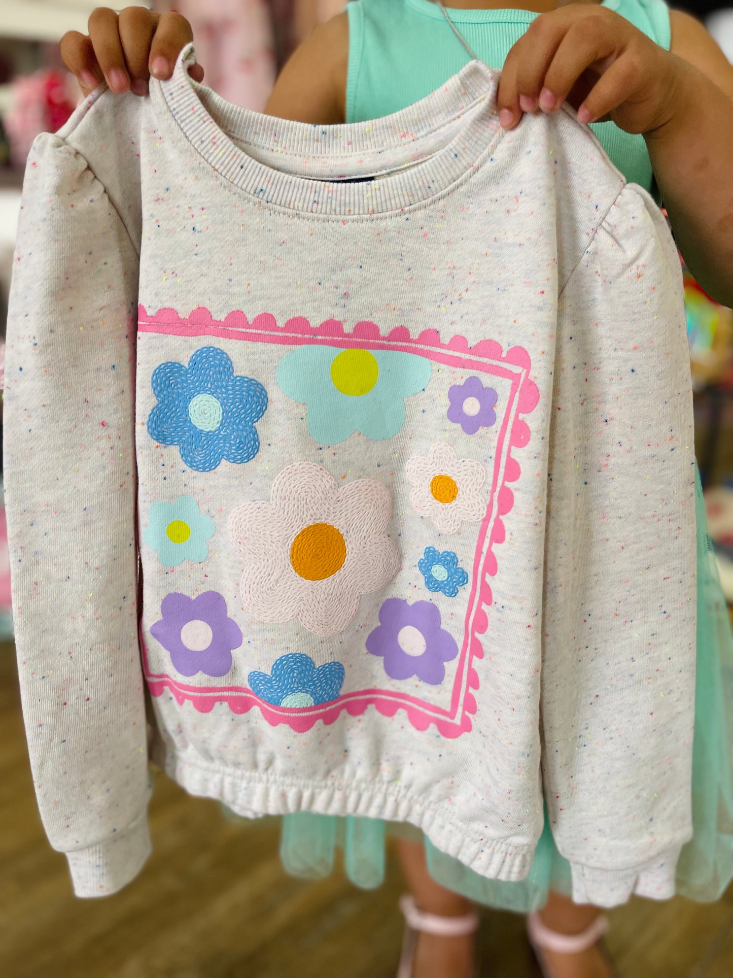 Spring Sweatshirt + Rib Tank Tulle Dress | Teal