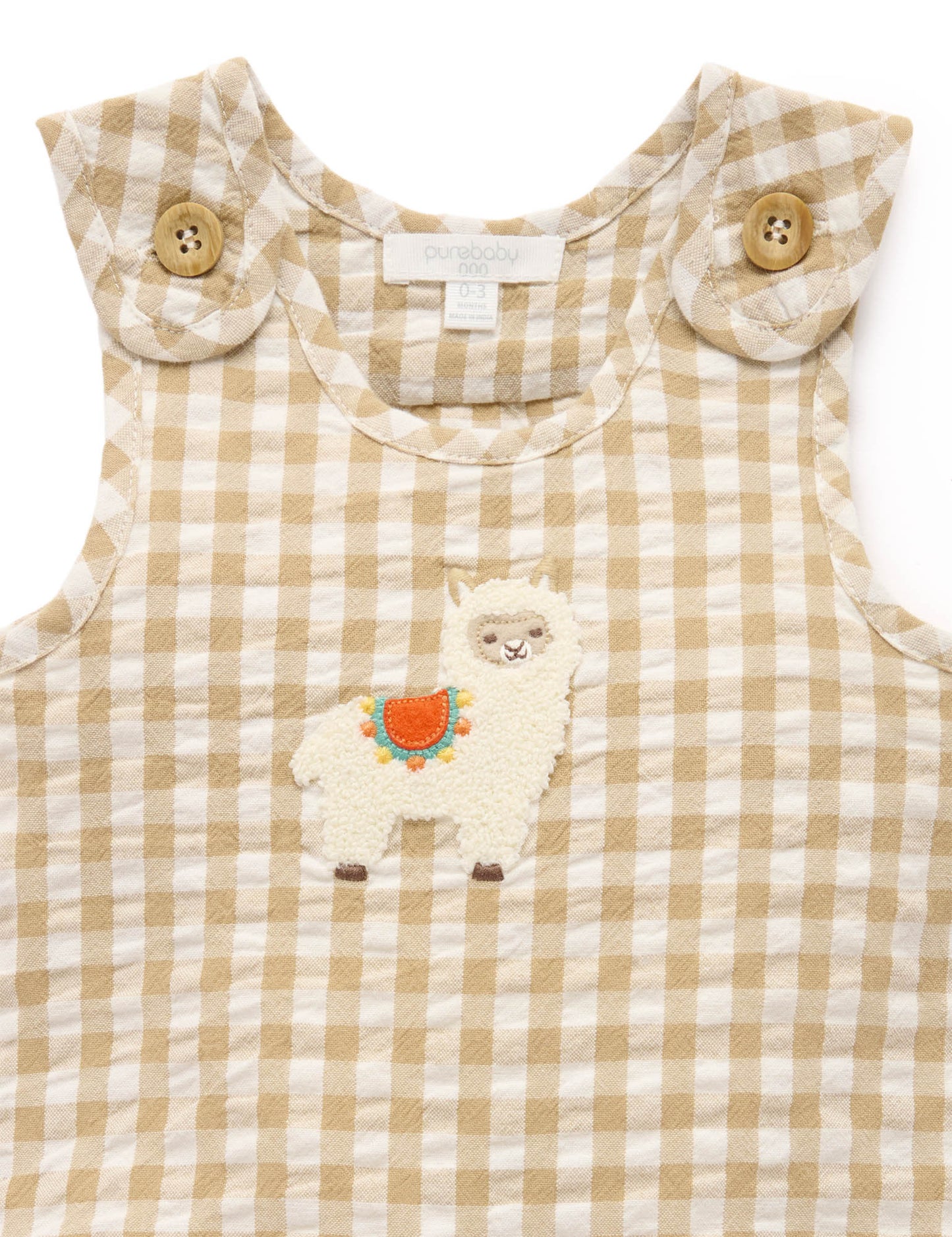 Llama Gingham Romper