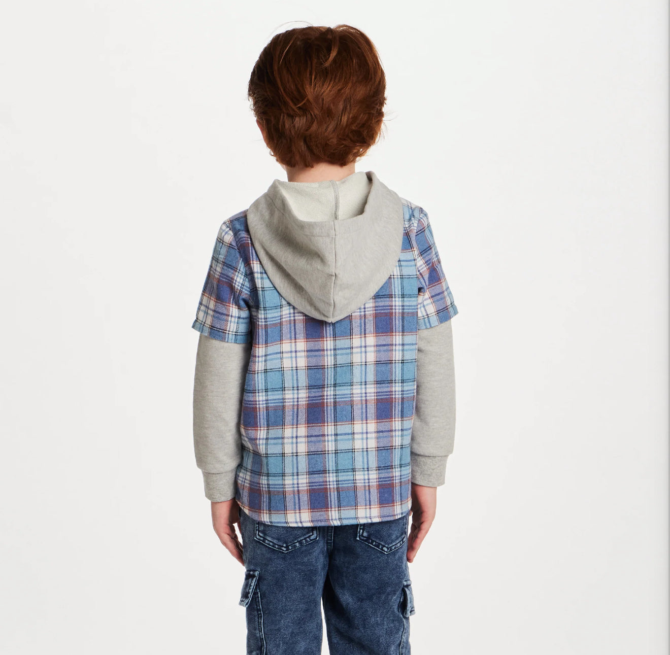 Blue Plaid Twofer Hoodie
