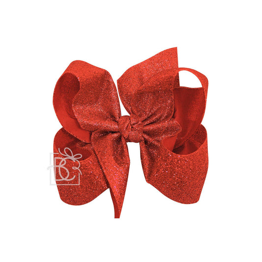 6.5” Red Glitter Metallic Bow