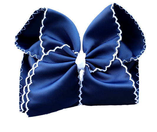 5” Navy Moon Stitch Bow