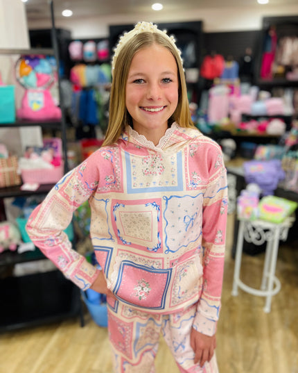 Floral Patchwork Print Hoodie