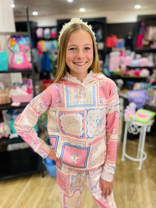 Floral Patchwork Print Hoodie