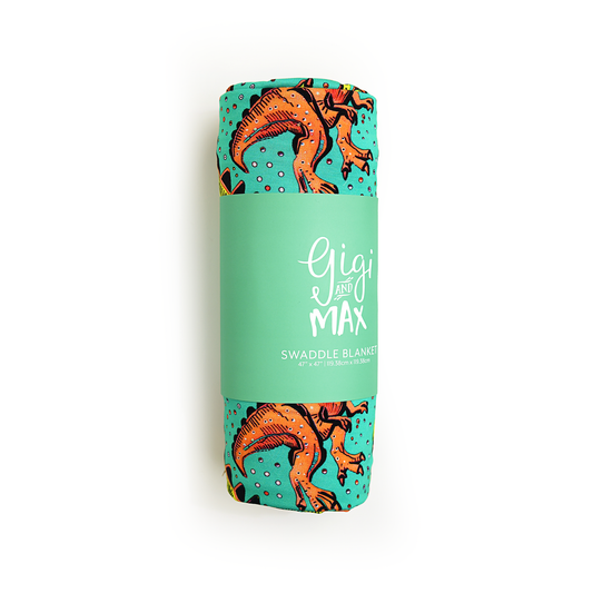 Drew Dino Swaddle Bamboo Baby Blanket