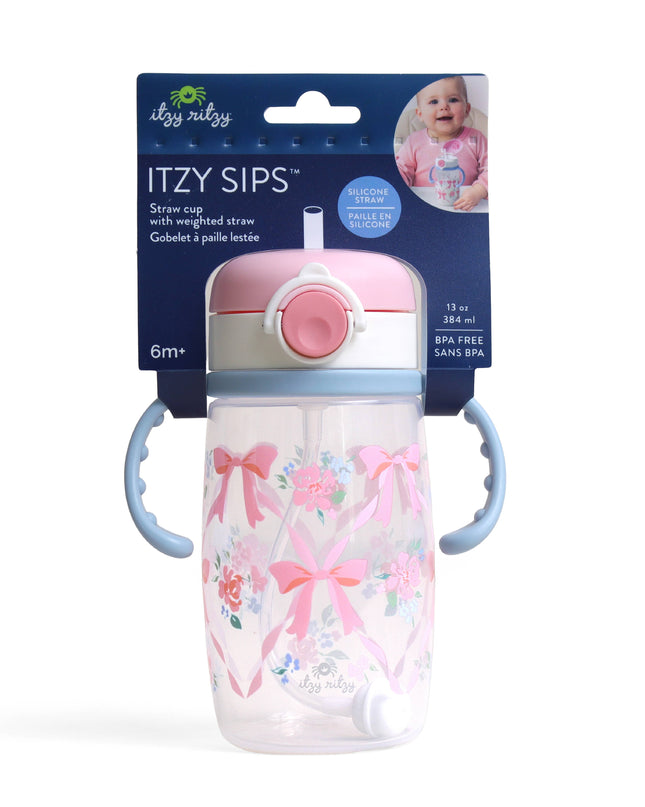 Itzy Sips™ - Straw Cup With Snap-Close Lid: Ribbons & Roses