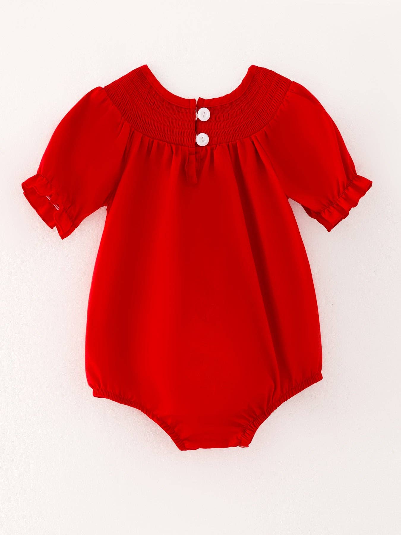 Smocking Bow Embroidery Red Romper