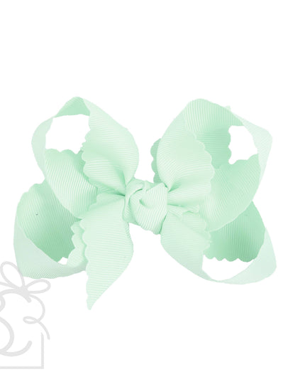 SCALLOPED EDGE BOW: Antique White / 3.5" Medium - 1.5" Ribbon on Alligator Clip
