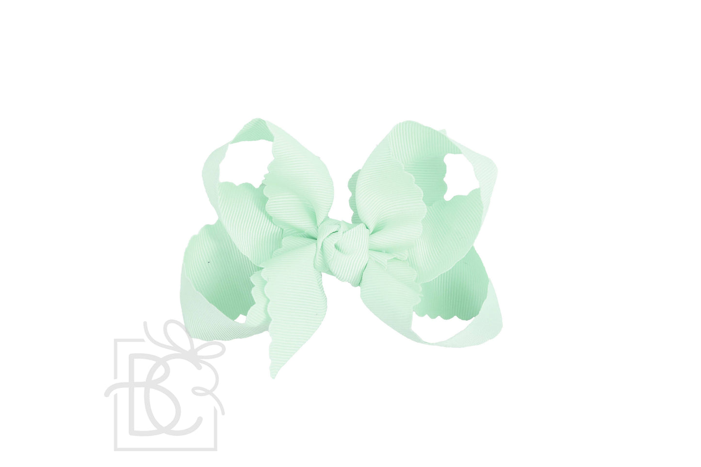 SCALLOPED EDGE BOW: Antique White / 3.5" Medium - 1.5" Ribbon on Alligator Clip