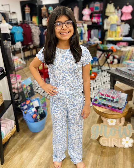 Blue Flower Pajama Set