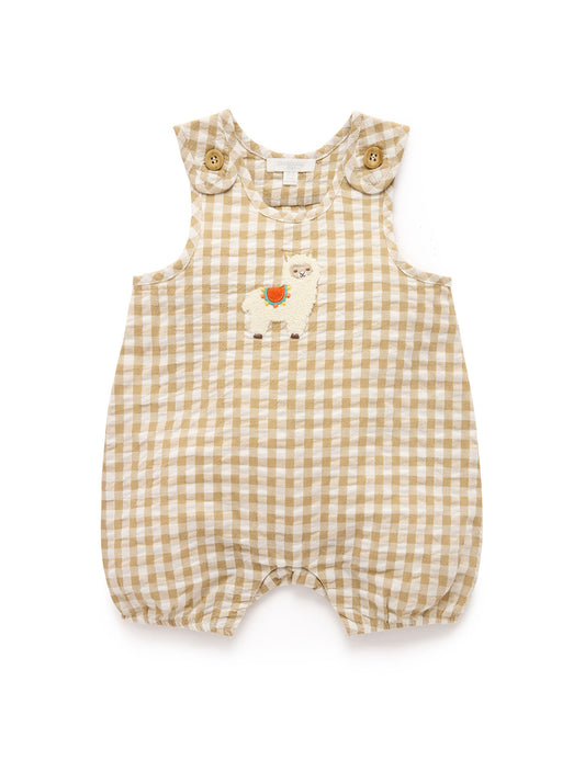 Llama Gingham Romper