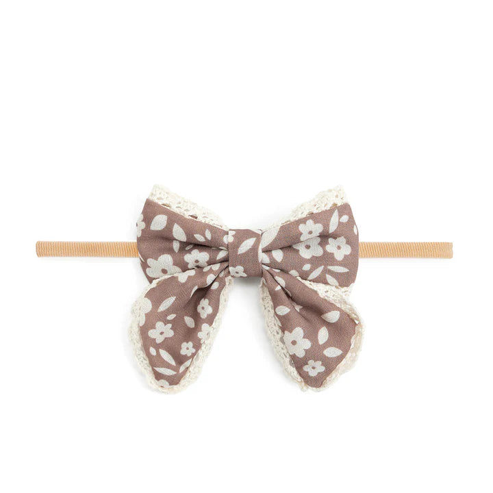 Mocha Floral Lace Bow