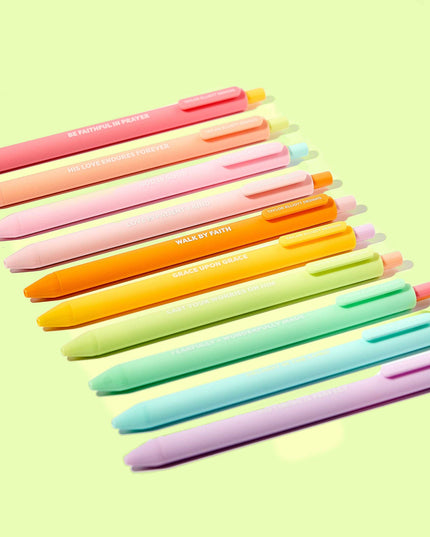 Gel Pen Set - Motivational - Faith - Asst Colors - 10 Pc Set