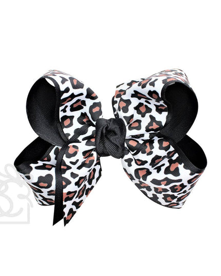 4.5" Layered White Leopard Bow | Black