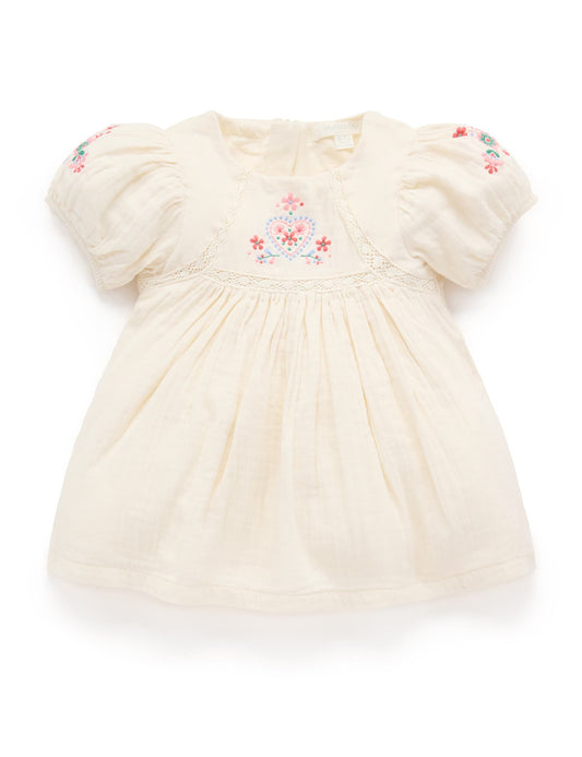 Cloud White Embroidered Dress