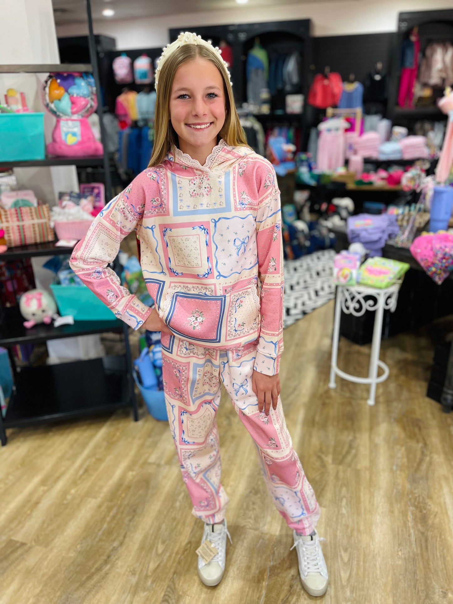 Floral Patchwork Print Hoodie