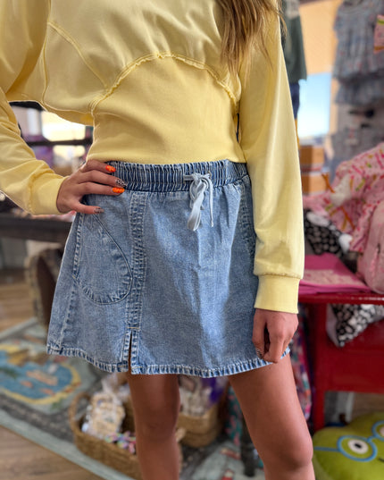 Skater Skort | Light Indigo