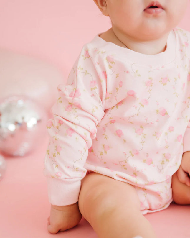 Pink Rose Long Sleeve Romper