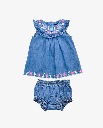 Melody Embroidered Denim Dress