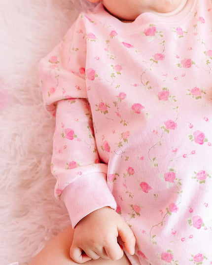 Pink Rose Long Sleeve Romper