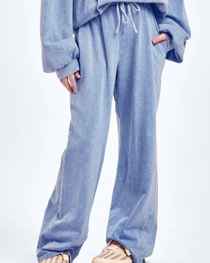 Mineral wash wide leg sweatpants: Charcoal