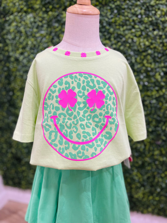 Shamrock Smiley Face Graphic Tee | Green