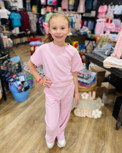 French Terry Roll-Up Sleeve Top | Pink Guava
