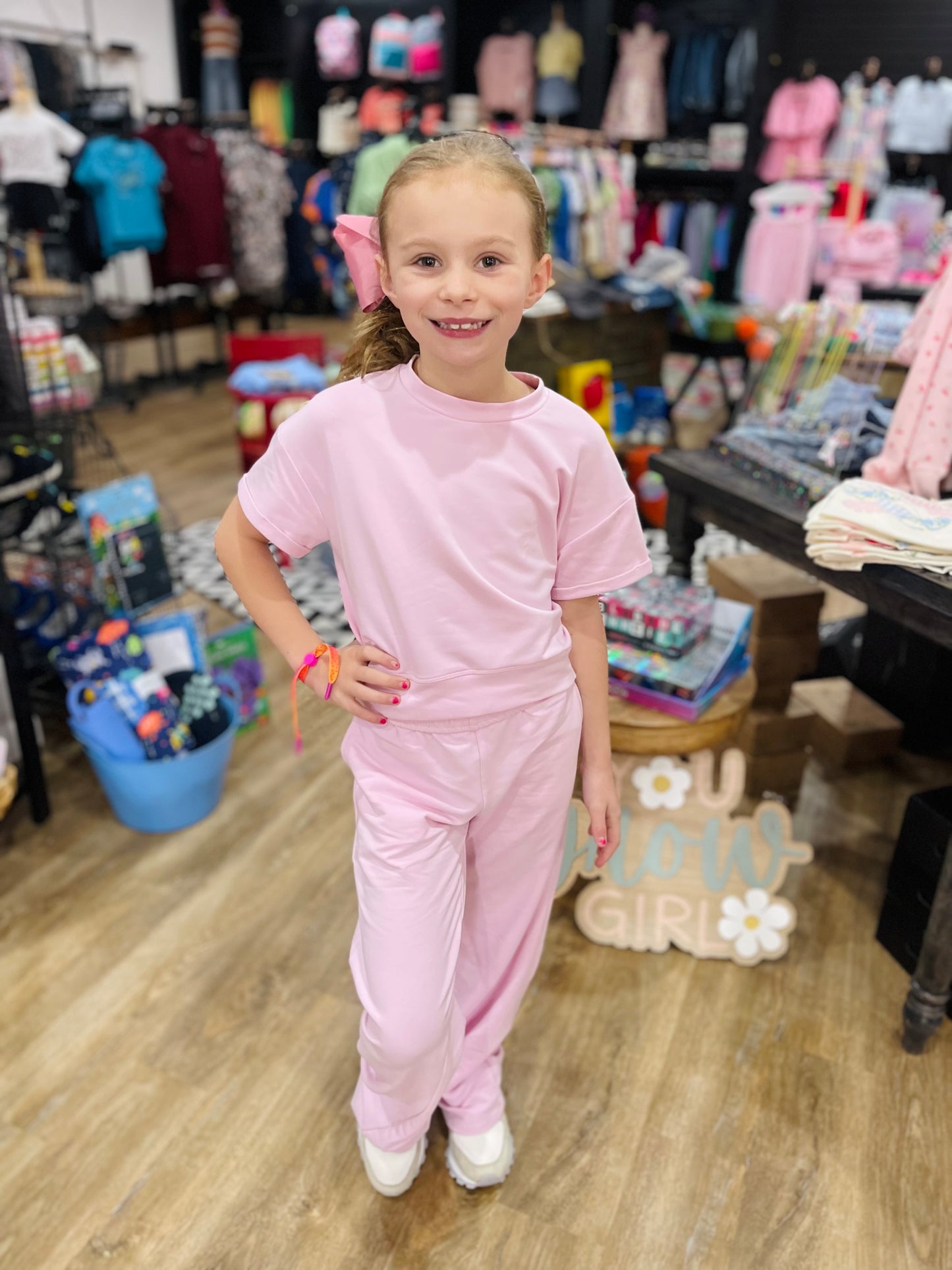 French Terry Roll-Up Sleeve Top | Pink Guava
