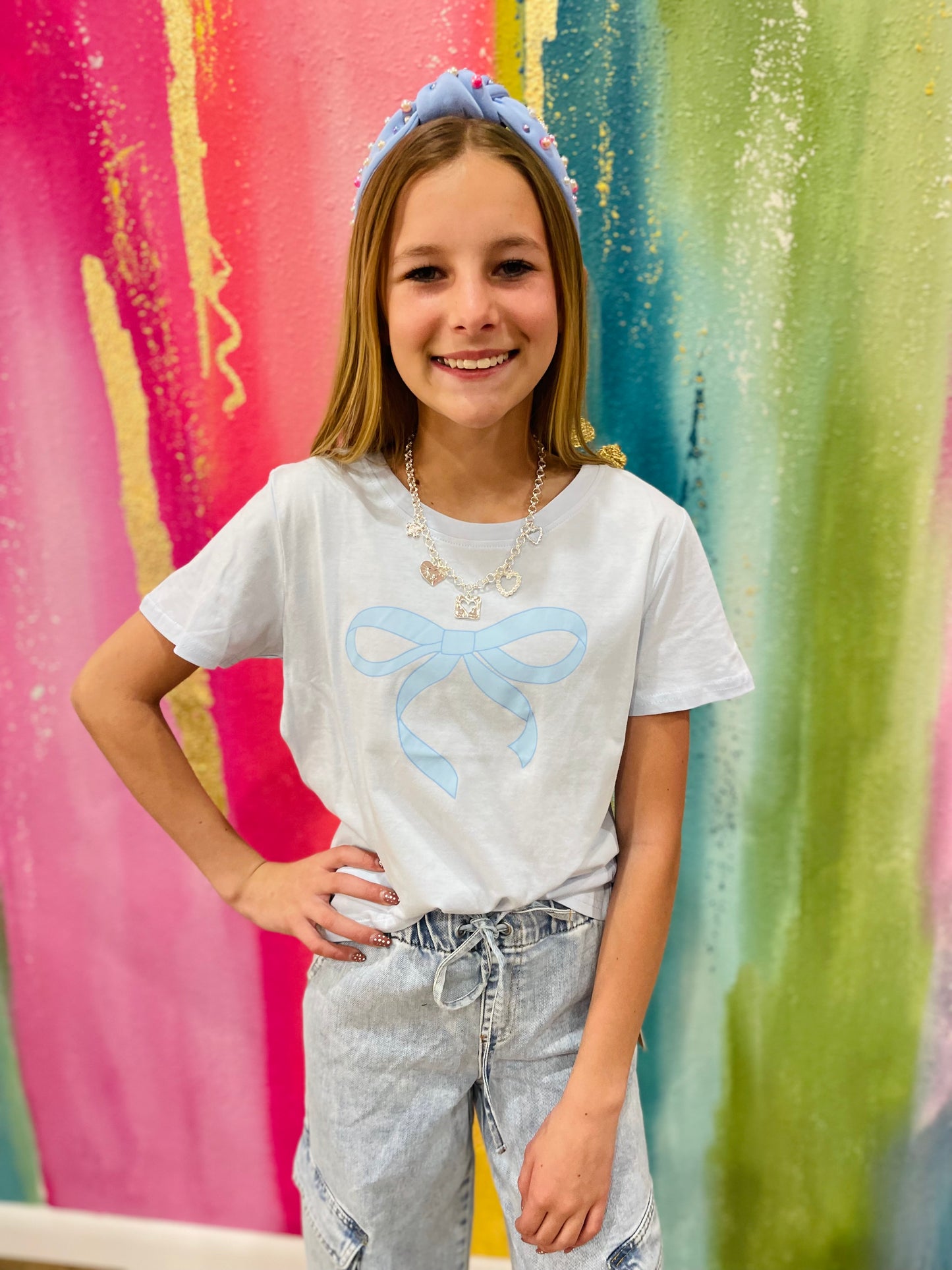 Blue Bow Tee