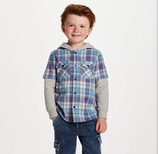 Blue Plaid Twofer Hoodie