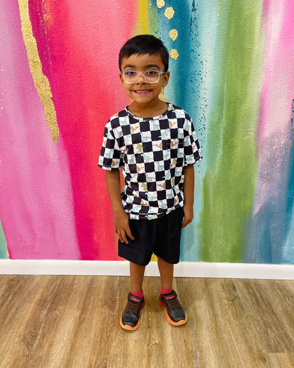 Dino Checkers Pocket Tee