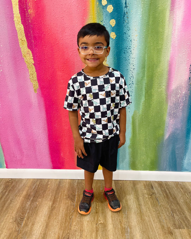 Dino Checkers Pocket Tee