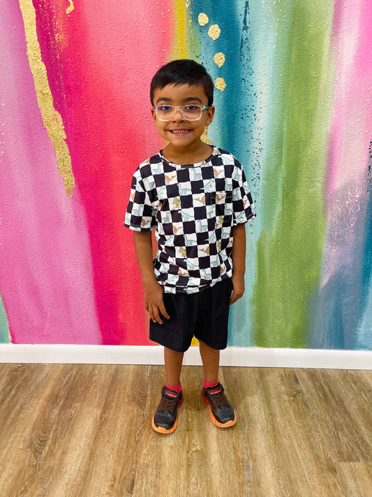 Dino Checkers Pocket Tee