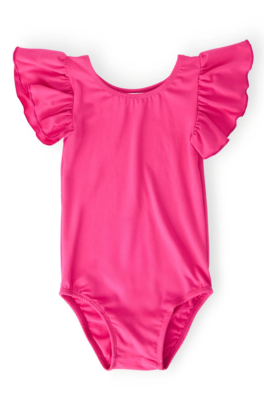 Hot Pink Flutter Sleeve Leotard