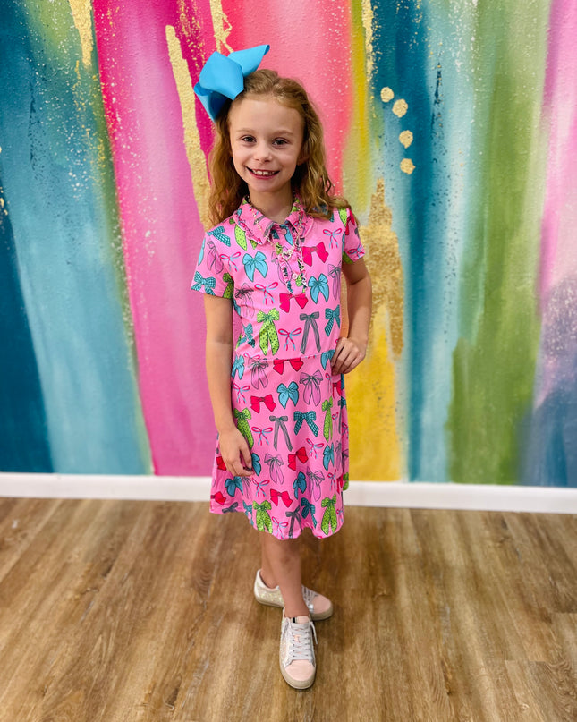 Pink Twirls & Ties Polo Dress