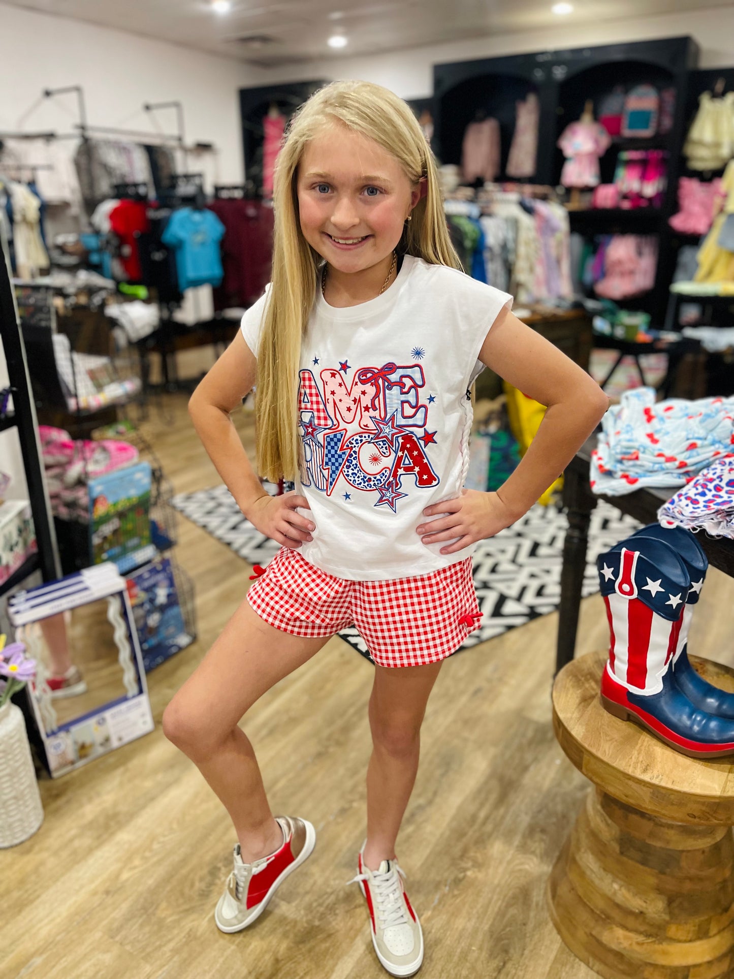 Gingham Shorts w/ Side Bows | Red