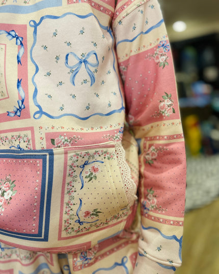 Floral Patchwork Print Hoodie