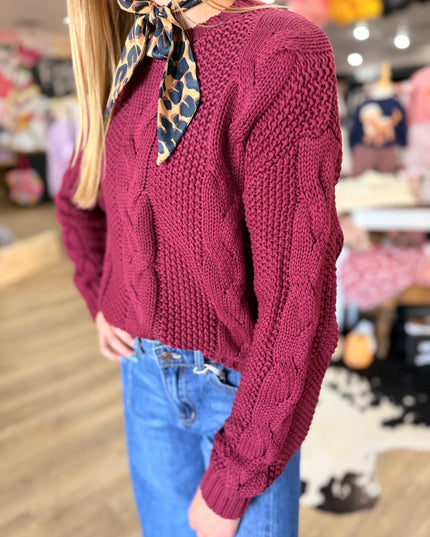 Braided Cable Sweater | Cherry