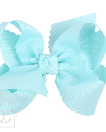 SCALLOPED EDGE BOW: Antique White / 5.5" Extra Large - 2.25" Ribbon on Alligator Clip