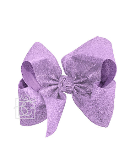 GLITTER METALLIC BOW ON CLIP: 6.5" Jumbo - 2.5" Ribbon on Lg. Alligator Clip / ROYAL BLUE