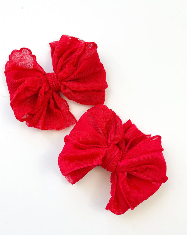 Ruffle Clip Set- Bright Red