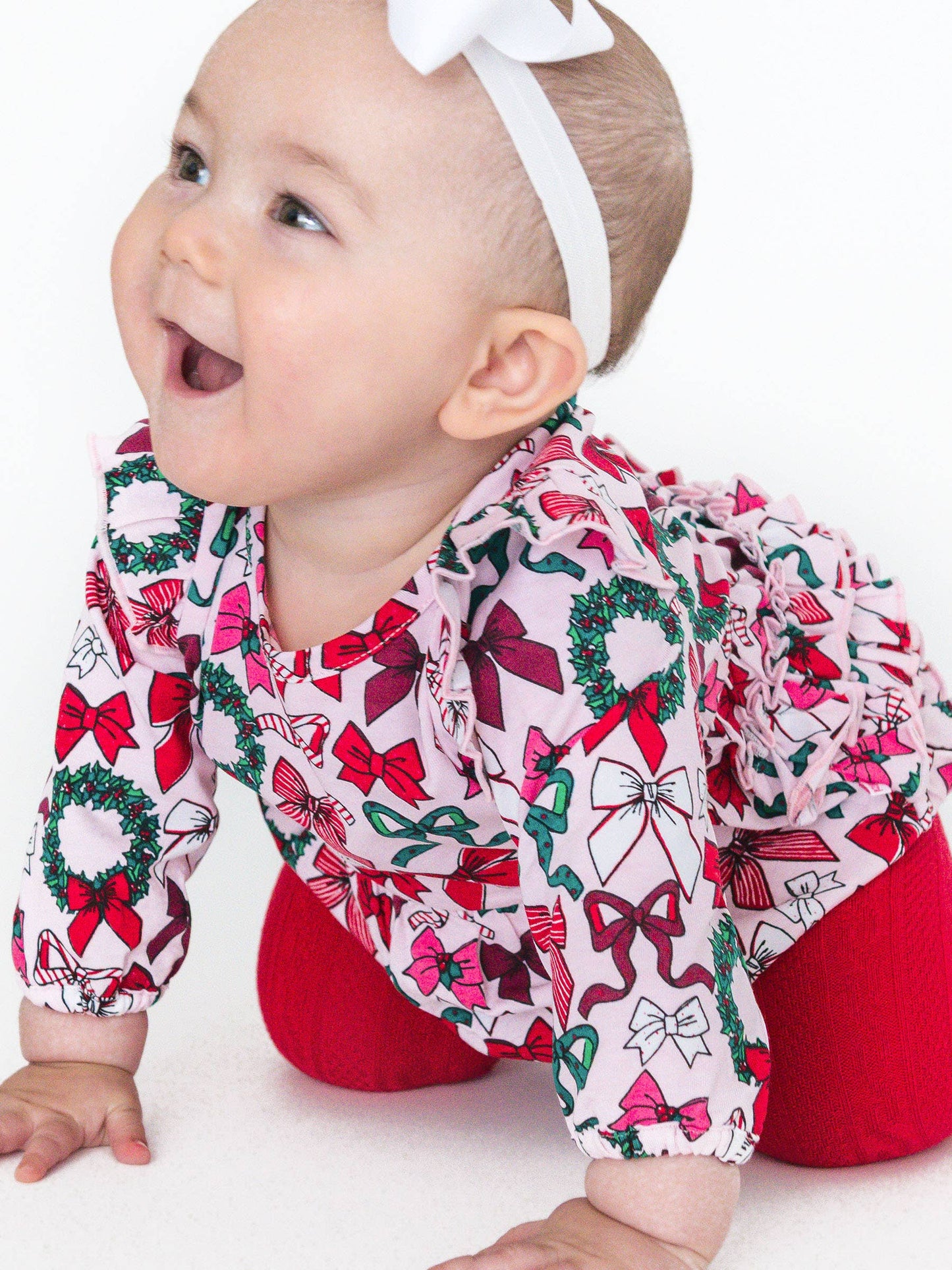 Holly Bow Knit Long Sleeve Flutter Bubble Romper