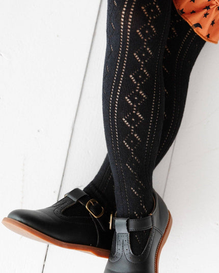 Black Fancy Knit Tights