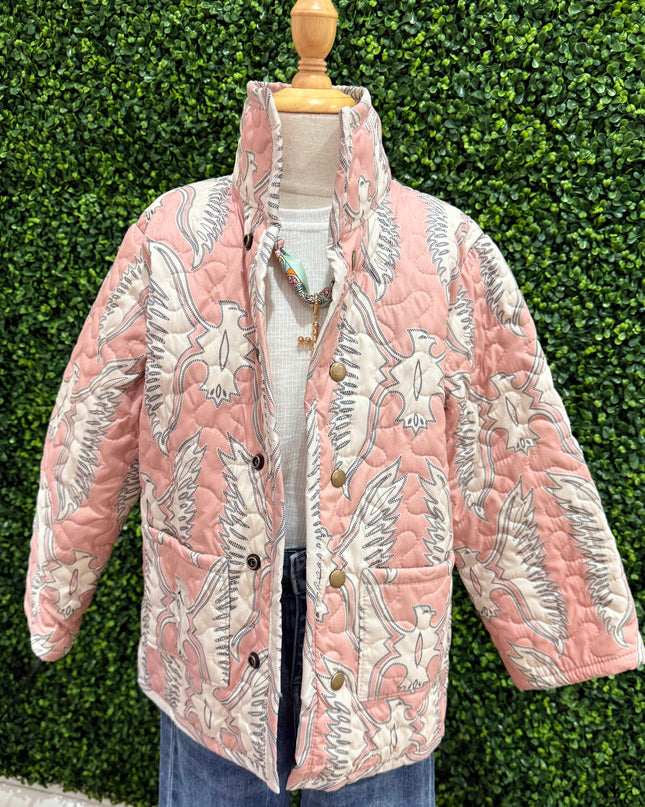 Chase Firebird Blush Quilted Snap Jacket