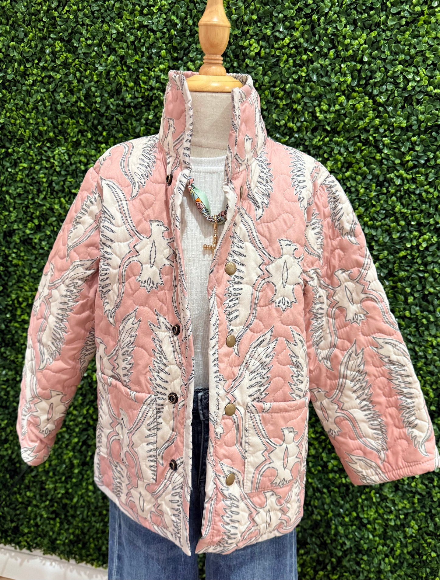 Chase Firebird Blush Quilted Snap Jacket